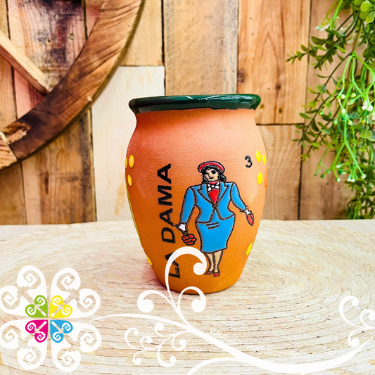 3 - La Dama Cantarito LoteriaMX - Single Clay Cantarito