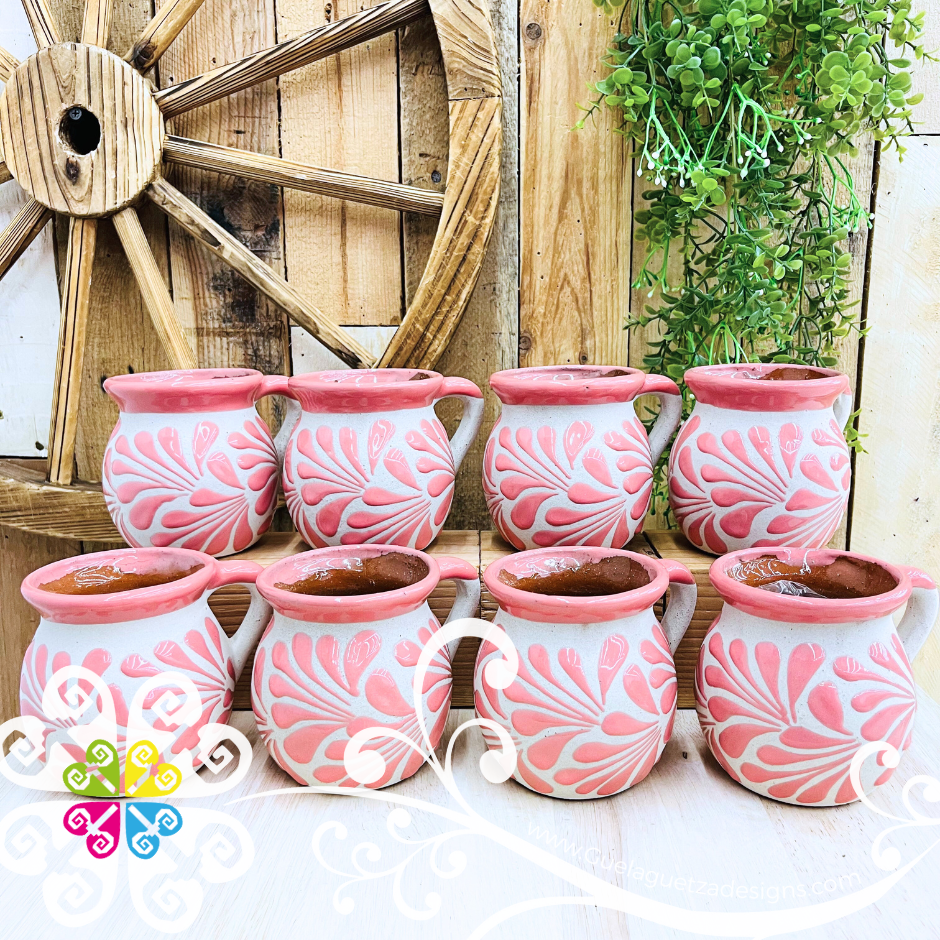 Set of Pink Espiga Clay Mugs - Set Taza Barro