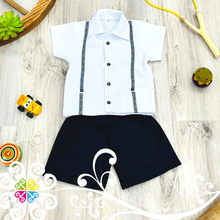 Navy Blue Lalito Short and Shirt Set - Mexican Boy Outfit