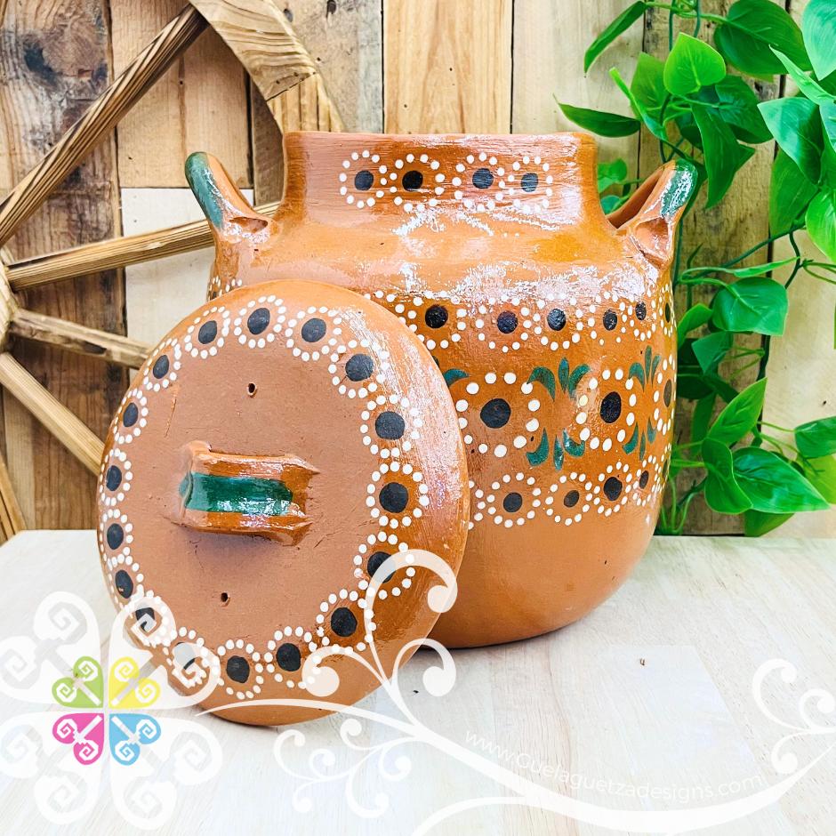 Large Capula Sencillo Olla de Barro con Tapa- Capula Sencillo Clay Ollas