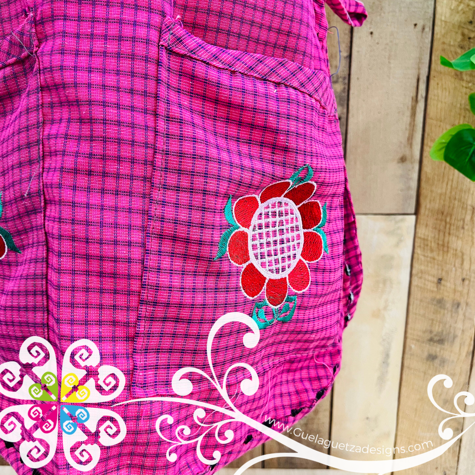 Fuchsia Escapulario Embroider Apron - Mandil Artesanal