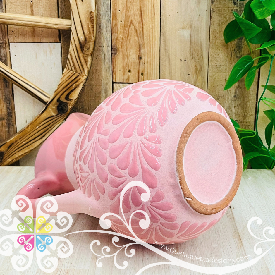 Pink Espiga con Pink Engobe Large Pato Clay Pitcher - Jarro de Barro