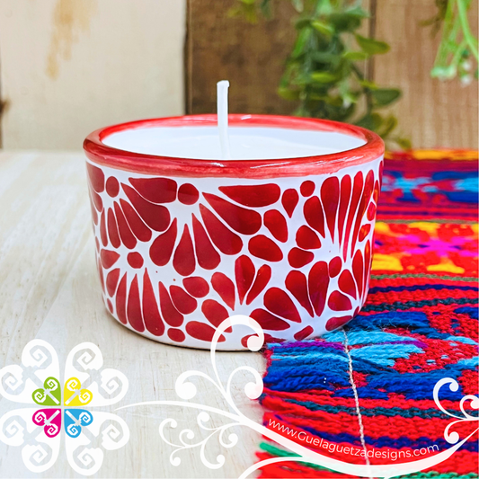 Small Red Talavera Candle - Artisan Candles