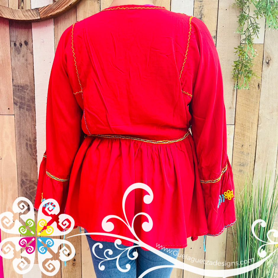Blusa Chiapas Flores - 3/4 Sleeve Top