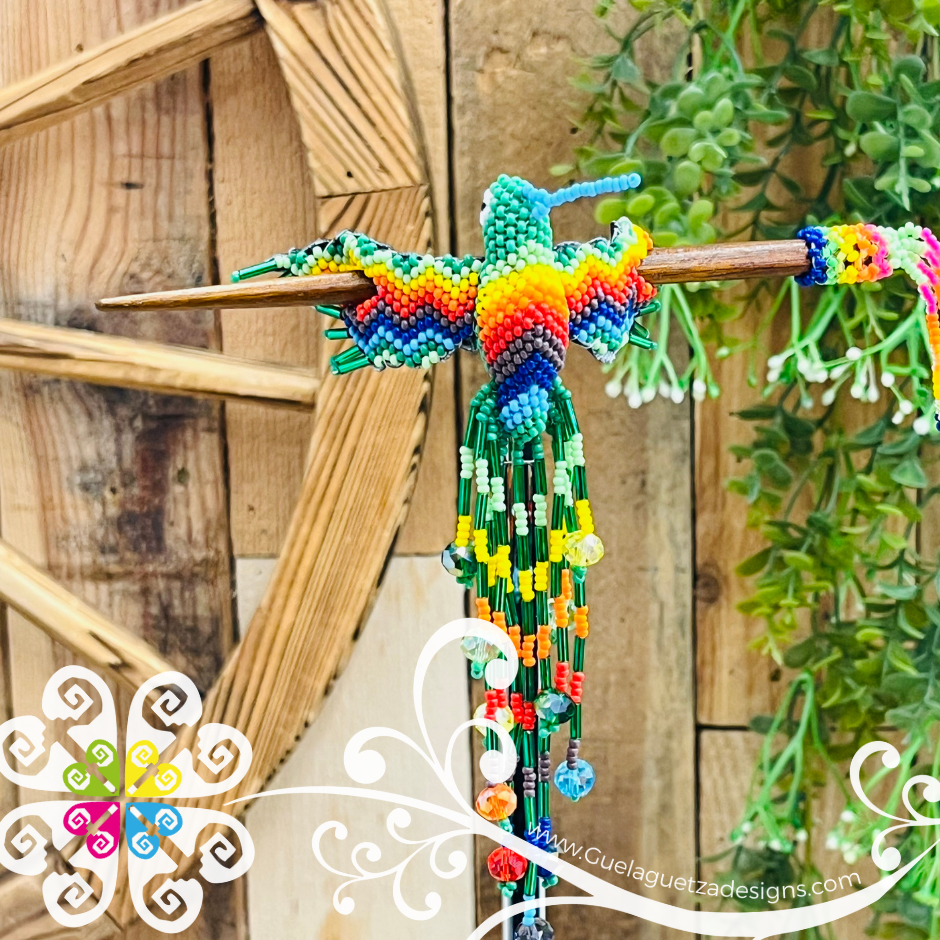 Hummingbird Beaded Hair Brooch