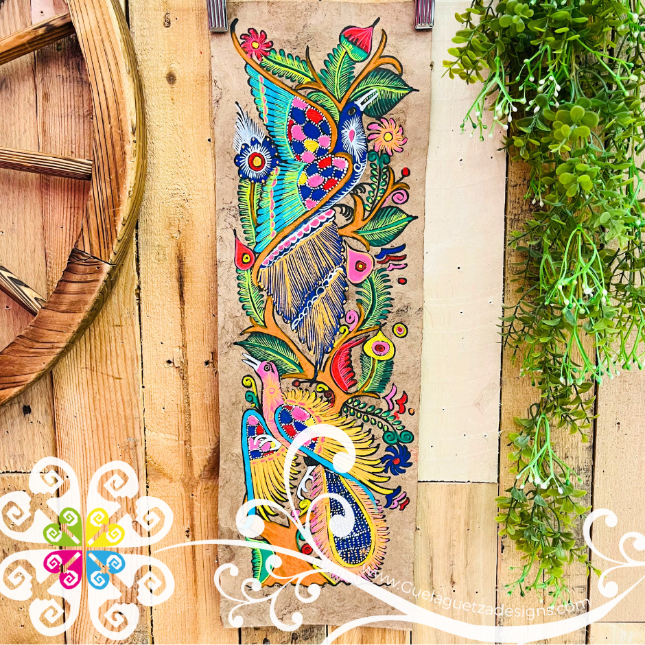 Long Medium Neon Colors Fauna Designs - Amate Paintings