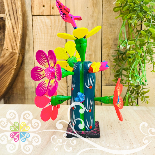 Cactus Flowers Alebrije - Handcarve Wood Decoration Figure