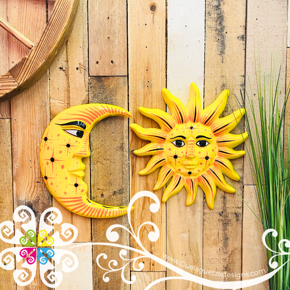 Medium Yellow Sun & Moon Set - Wall Decor