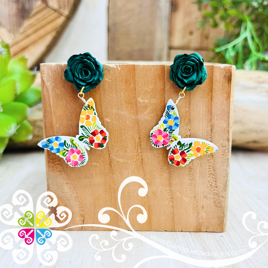 Mariposa Wood Studs - Palm Earrings