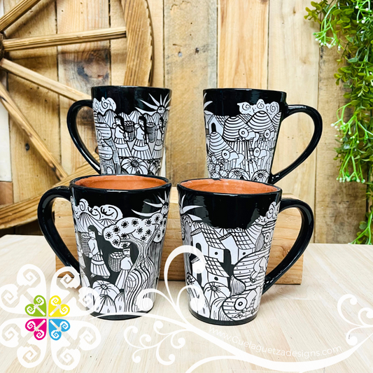 Set of 4 Historias Black & White Mug - Set Clay Mug