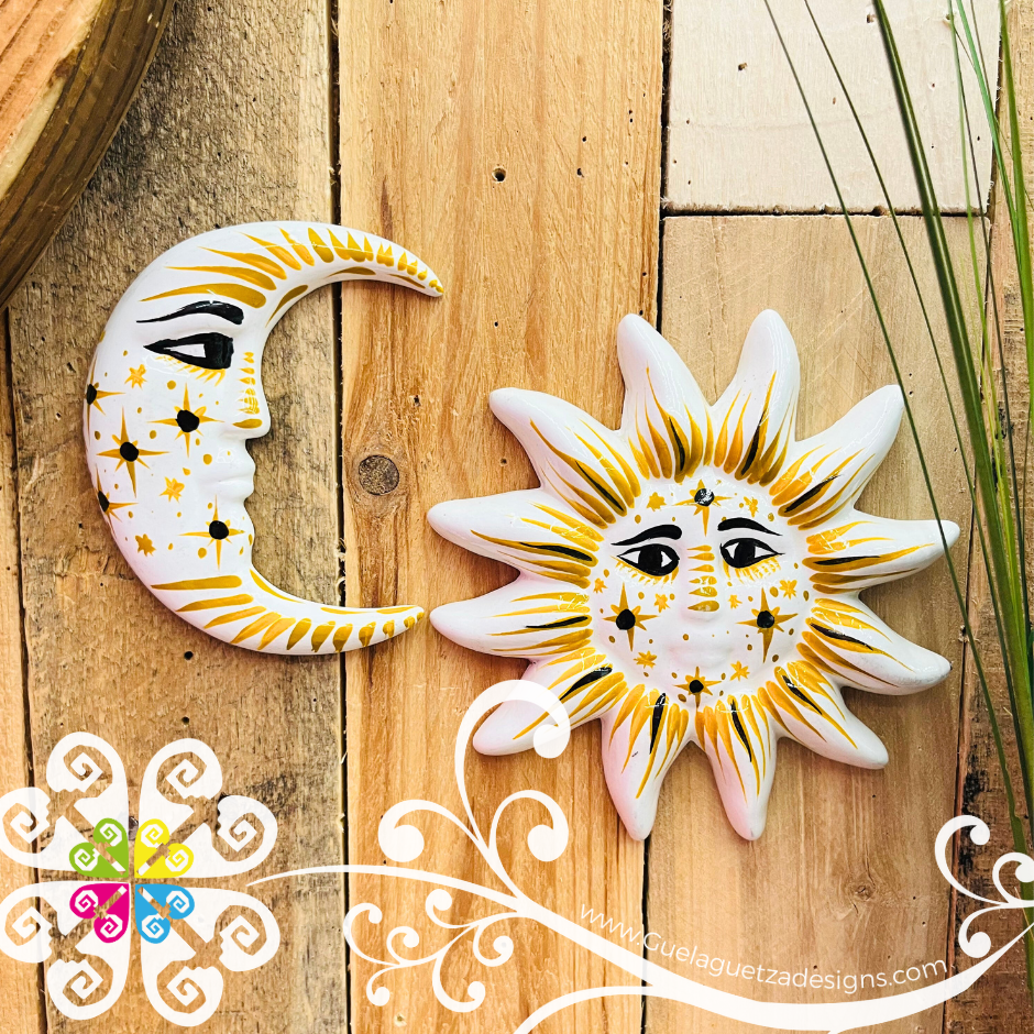 Small White Sun & Moon Set - Wall Decor