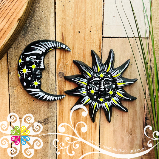 Small Black Sun & Moon Set - Wall Decor