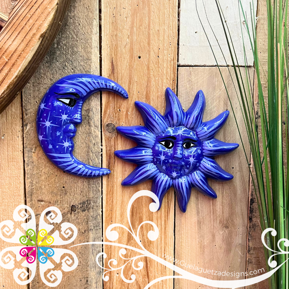 Small Purple Sun & Moon Set - Wall Decor