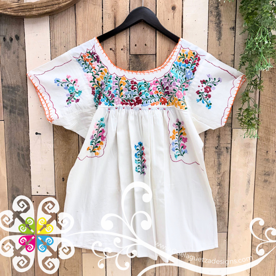 Large Blusa San Antonino Sencilla- Short Sleeve - Embroider Women Top