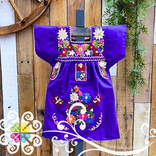 Purple Vestido Tehuacan Nina - Tehuacan Children Dress