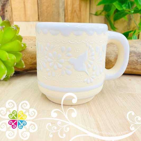 White Taza Cafetera Colibri - Barro Alta Temperatura - Single Clay Mug