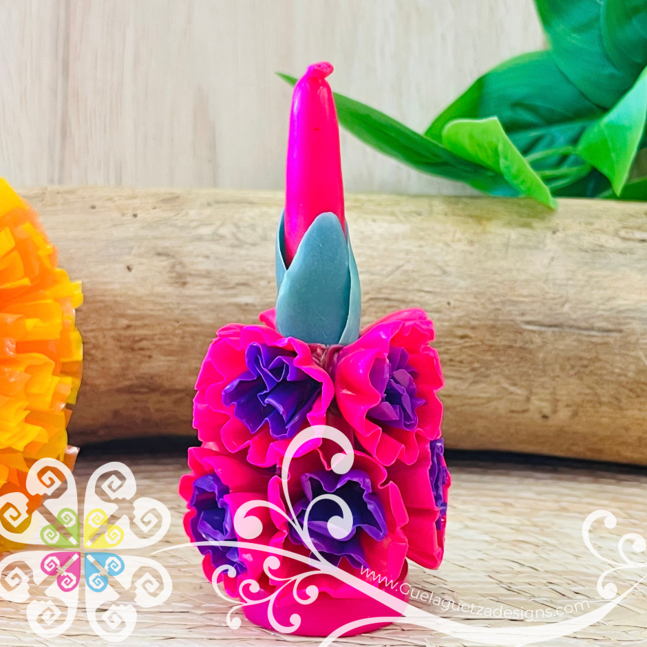 Mini Fuchsia Vela Escamada Elegancia Artesanal- Artisan Candles Vedesa