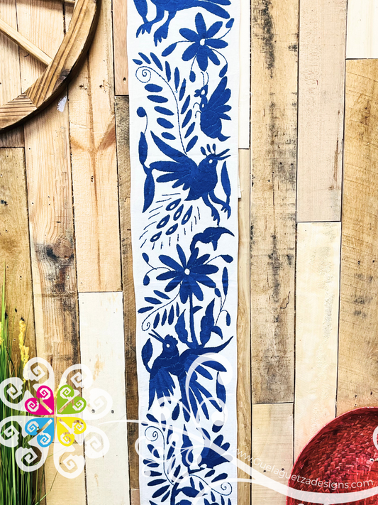 Royal Blue Small Solid Otomi Table Runner - Camino de Tenango