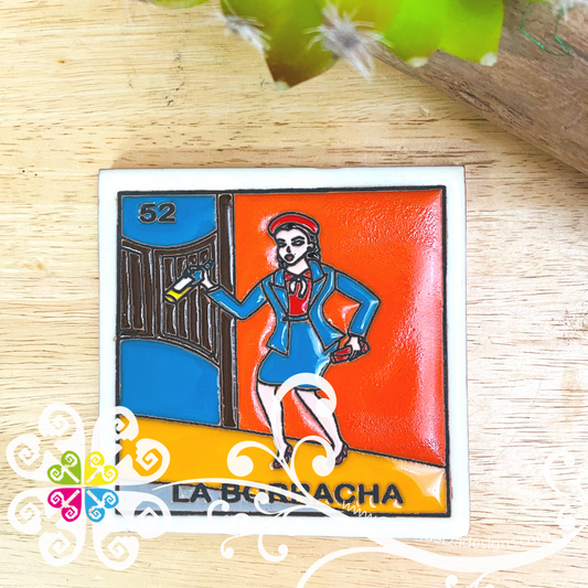 Mexican LoteriaMX Coaster Tile - 52 La Borracha