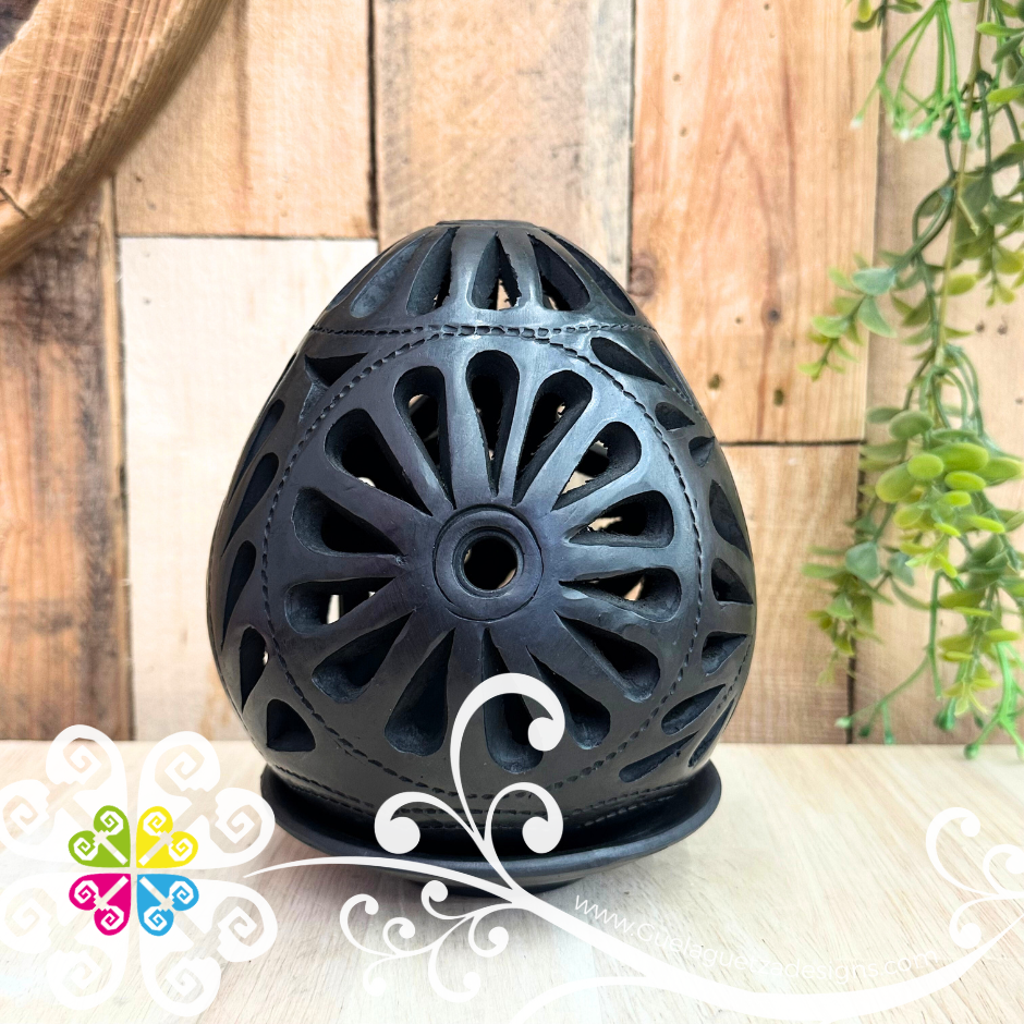 Medium Oval Candle Holder - Barro Negro Oaxaca