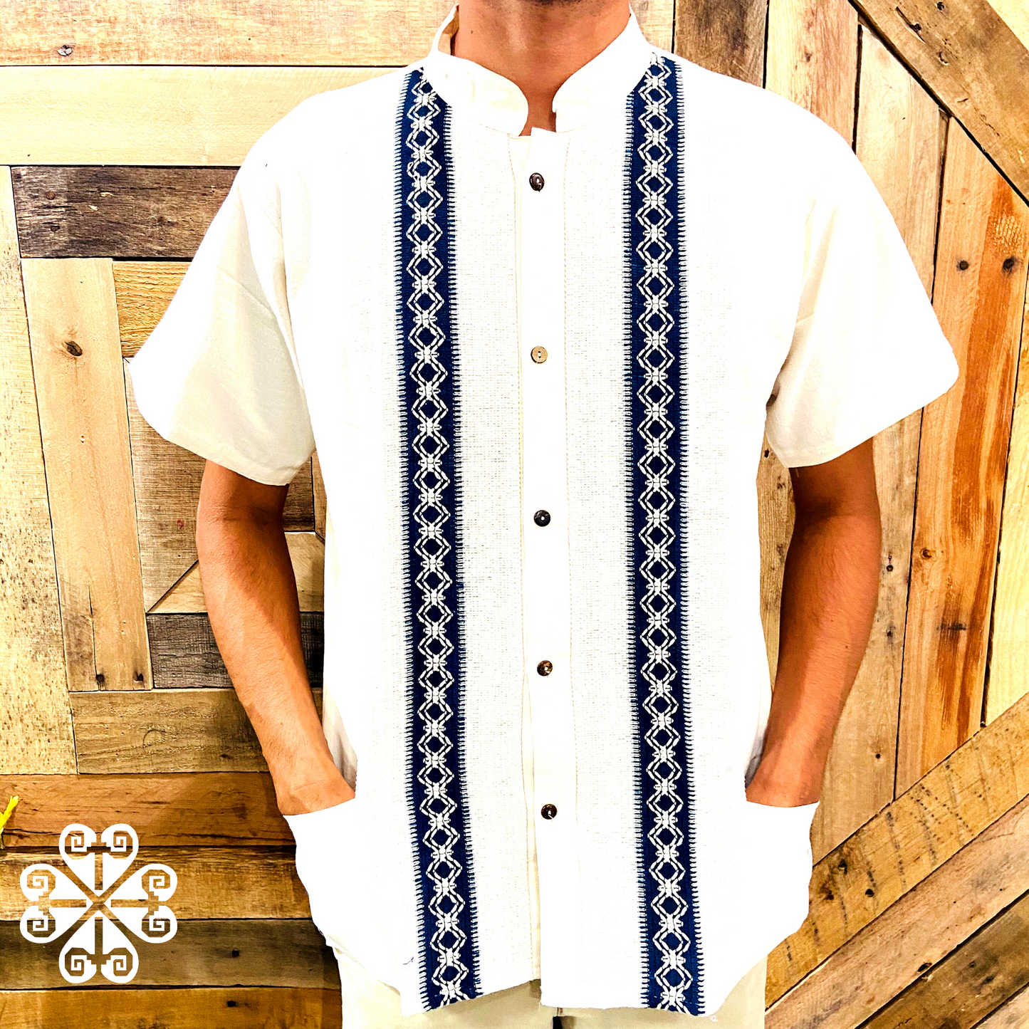 Beige Pepita Guayabera - Men Shirt