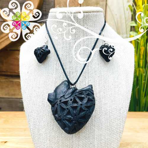 4- Brave Heart Set - Black Clay Jewelry