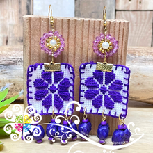 Embroidered Daisy- Palm Earrings