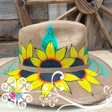 Beige Sunflowers Hat- Hand Painted Fall Hat