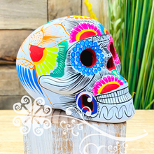 Medium Multicolor Hand Painted Sugar Skull  - Calaverita Guerrero