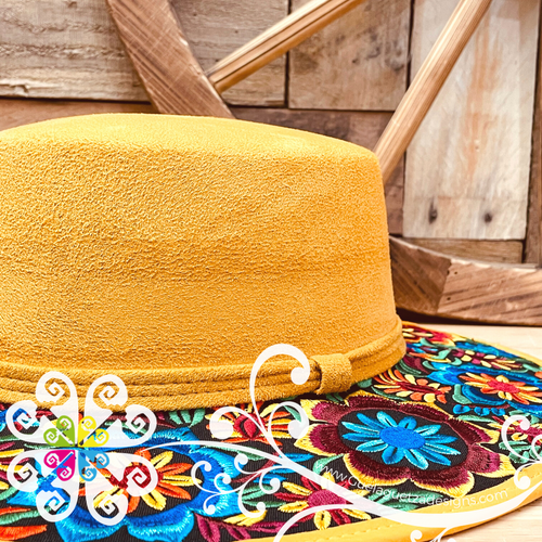 Mustard Hat- Zinnia Embroider - Fall Hat