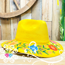 Canary Yellow Multicolor Floral Bouquet - Hand Painted Fall Hat