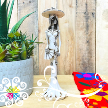 Medium Catrina with Fan - Day of the Dead Decoration Resin Statue