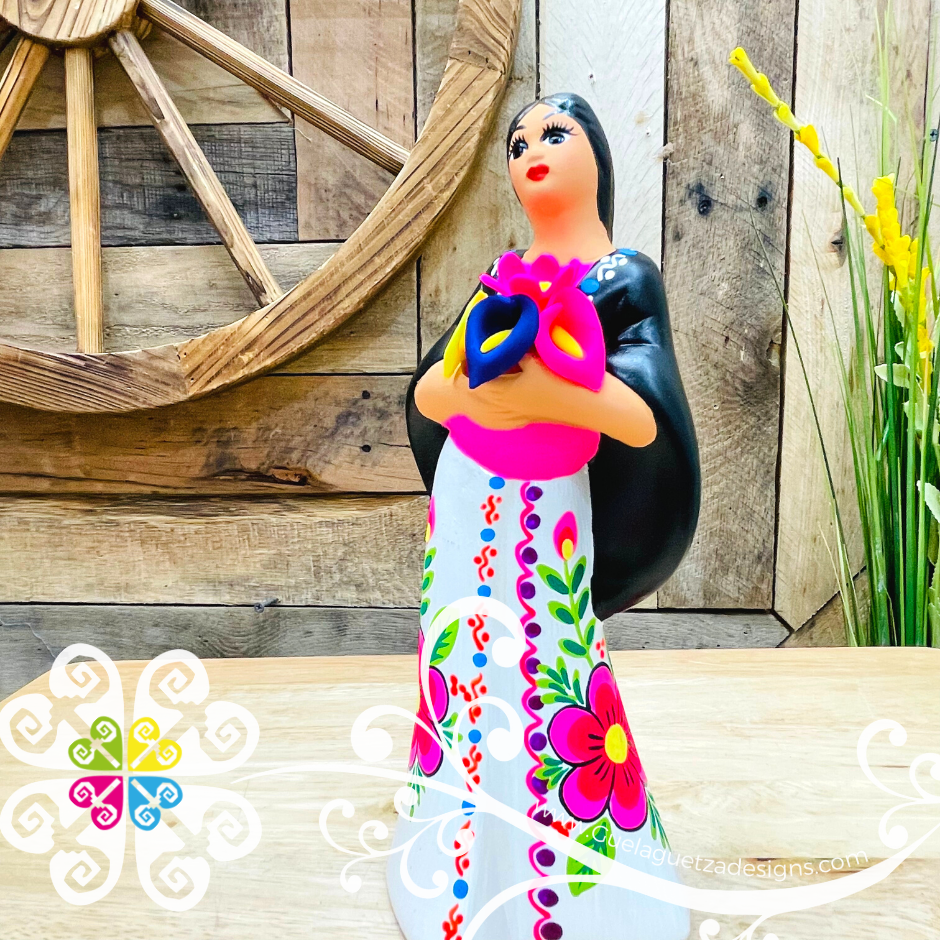 Small Juanita Michoacana Doll Ceramic Statue Guelaguetza Designs