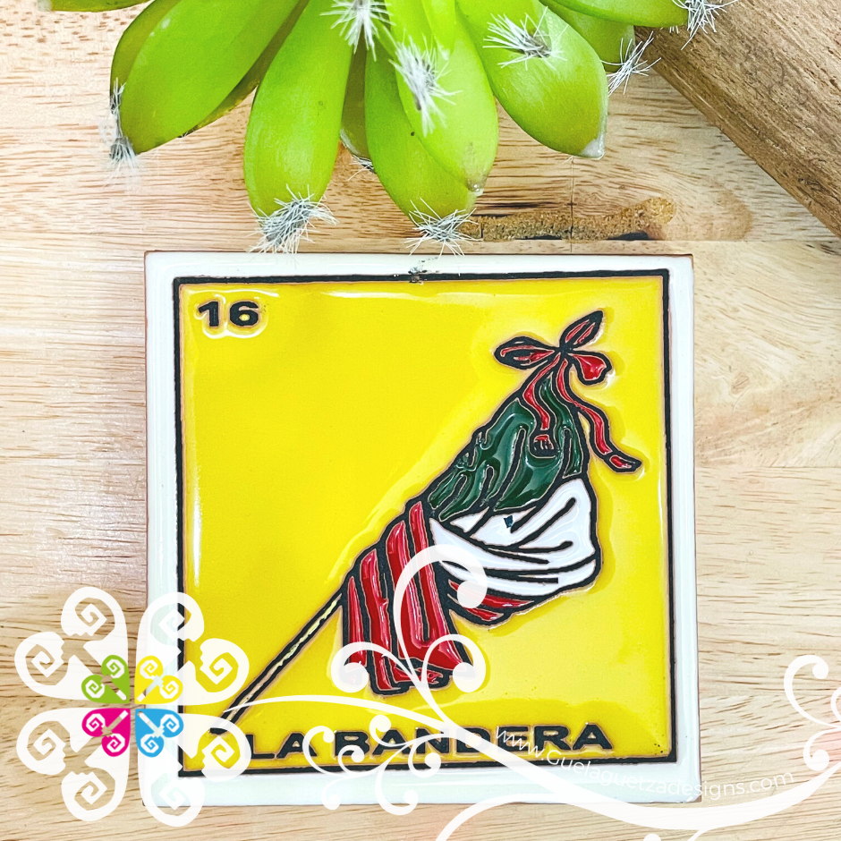 Mexican Loteria Coaster Tile - 16 La Bandera