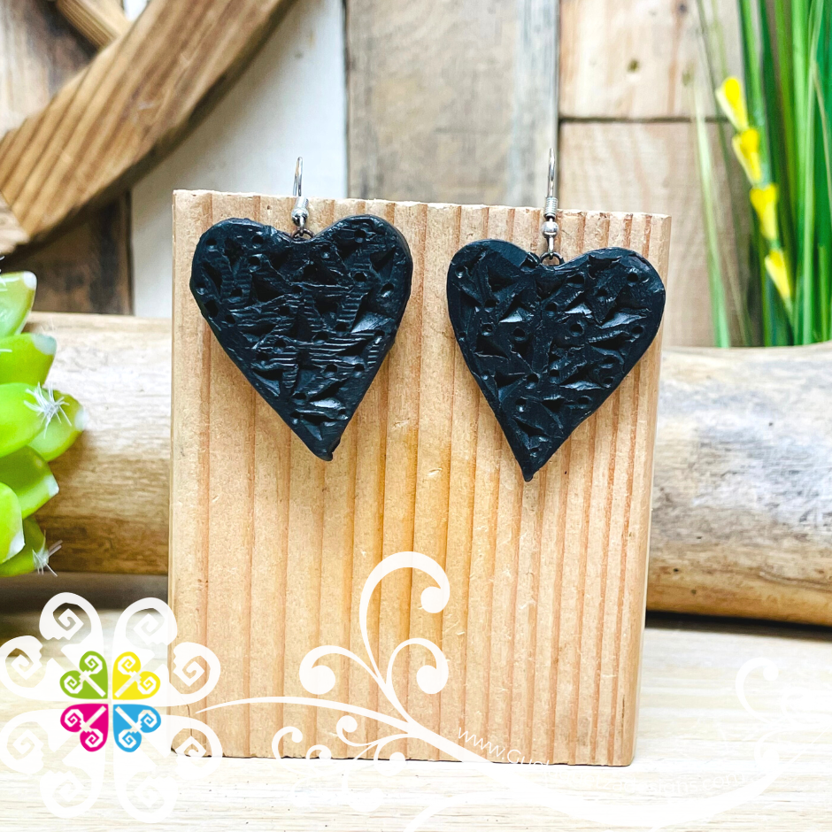 Corazoncito - Black Clay Earrings