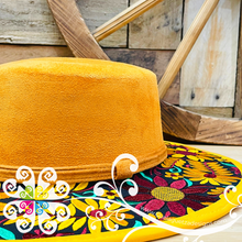 Mustard Hat- Sunflower Embroider - Fall Hat
