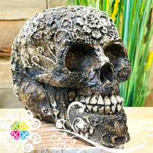 Medium Flor- Artisan Day of Dead Resin Skull