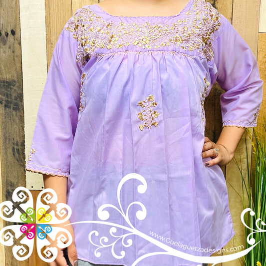 Large Blusa San Antonino Sencilla- 3/4 Sleeve - Embroider Women Top