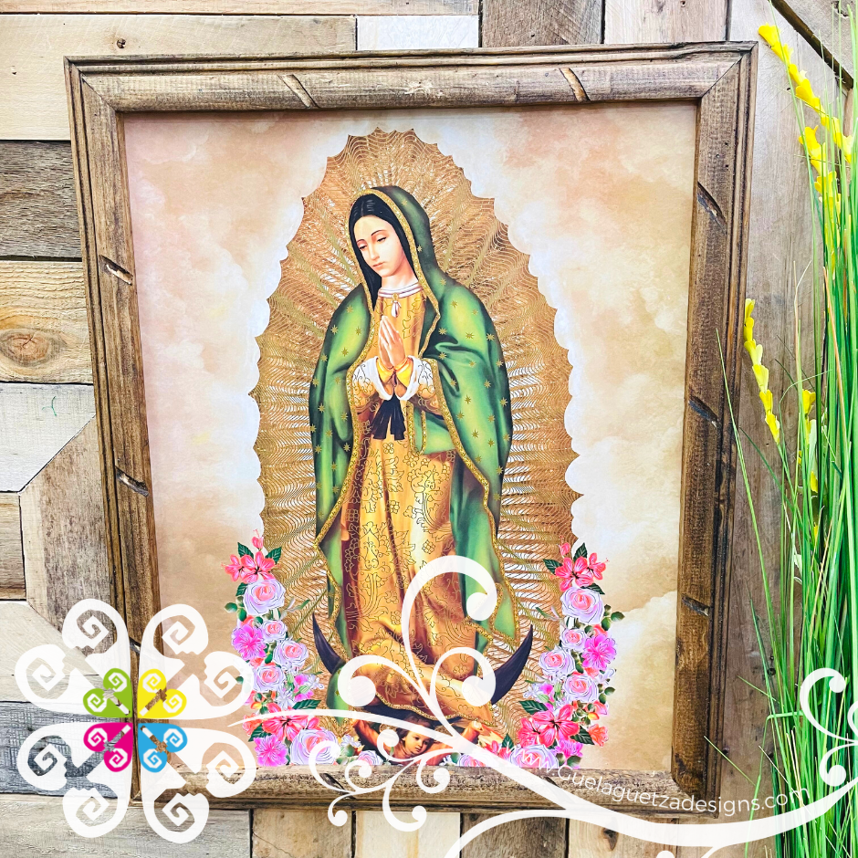 Small Virgen De Guadalupe Wood Wall Art - Litografia