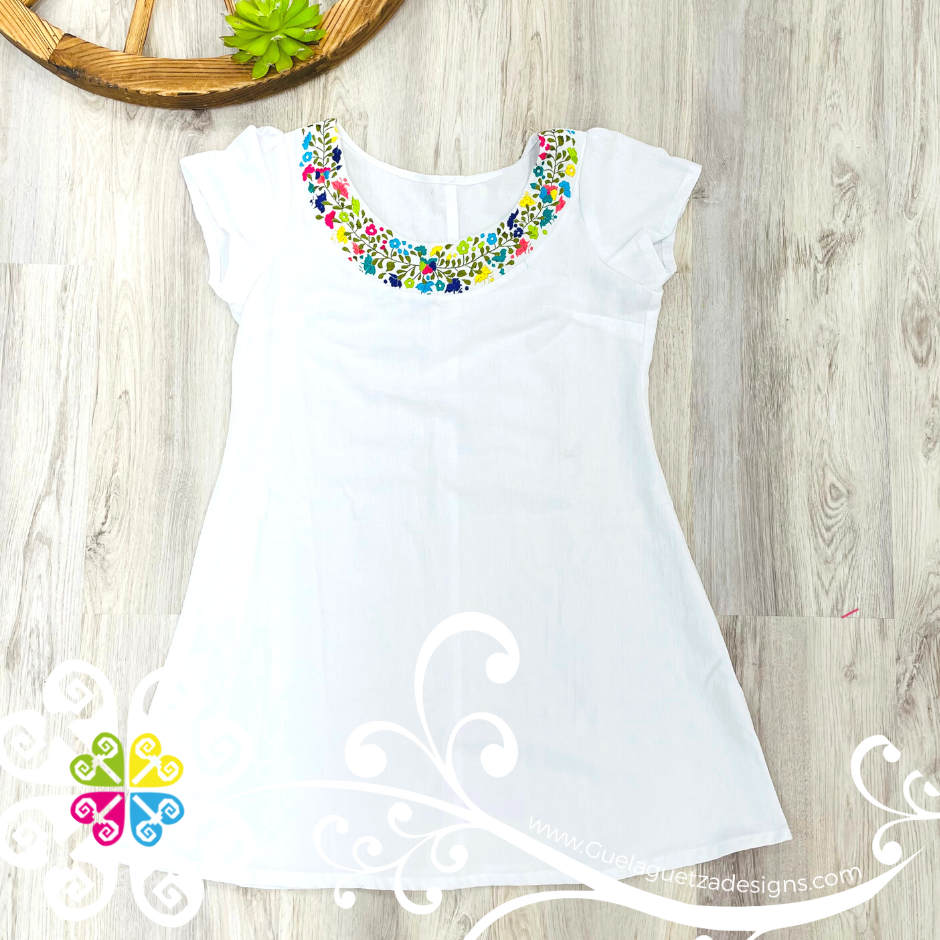 Little Flowers Short Sleeve Dress - Embroider Women dress