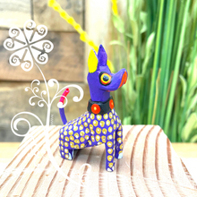Mini Dog Schnauzer Alebrije Handcarve Wood Decoration Figure