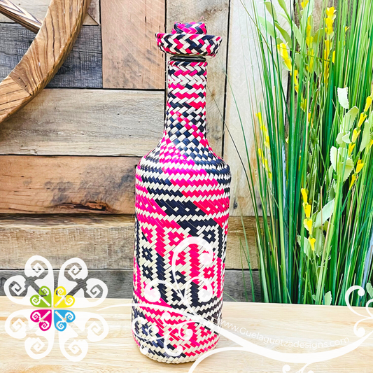 Large Palm Decor Glass Bottle Container