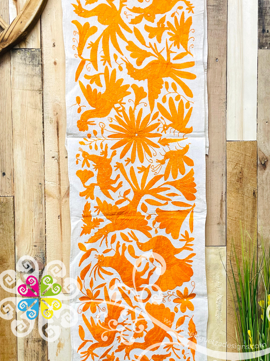 Orange Large Solid Color Otomi Table Runner - Camino de Tenango
