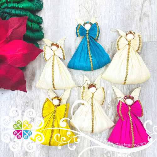 Set of 6 - Angel Corn Husk Ornaments