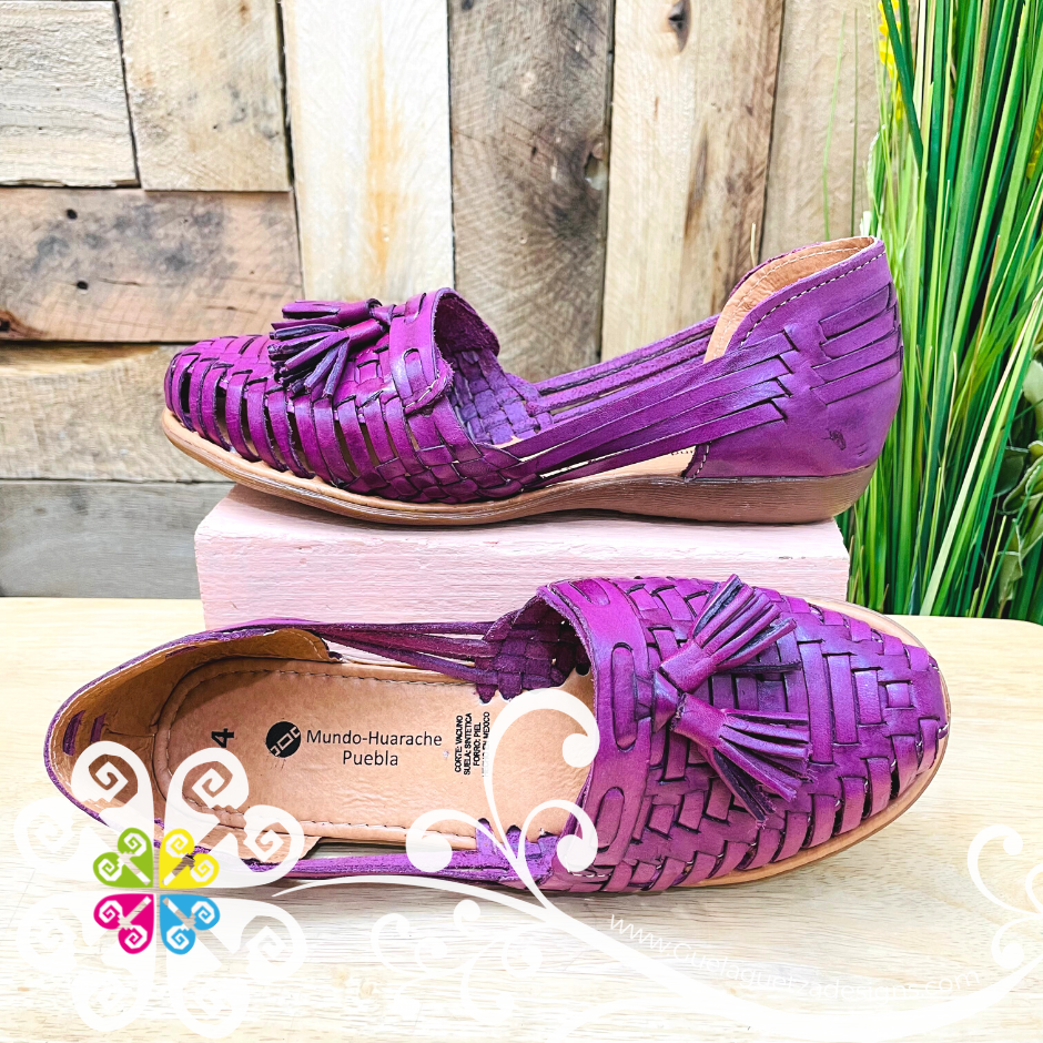 Purple Tassels Flat Shoes - Huarache Piel