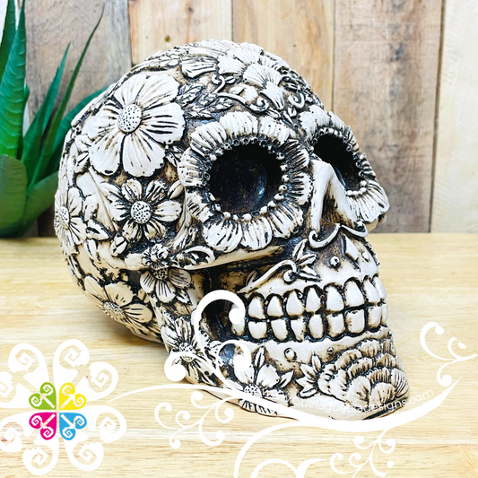 Large Petunia - Artisan Day of Dead Resin Skull