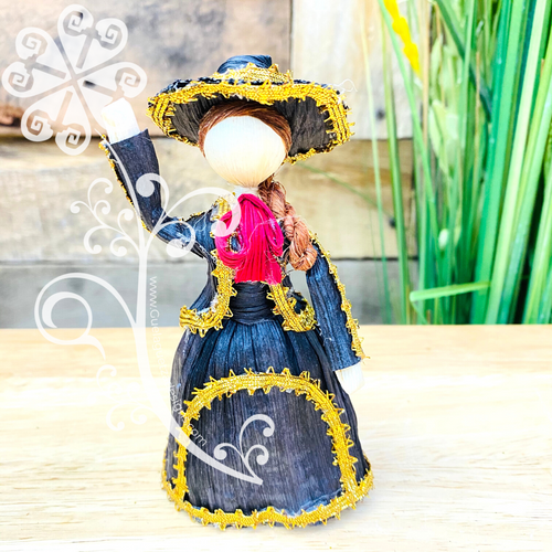 Female Mariachi Corn Husk Doll