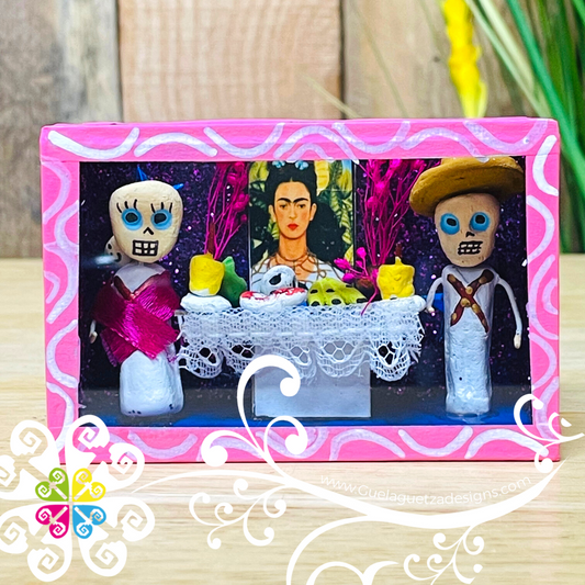 Pink Mini Square Mexican Box Decor - Cajita Decorativa Barro Cocido