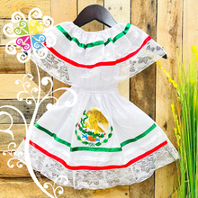 White Bandera Children Dress - Mexican Campesino Dress