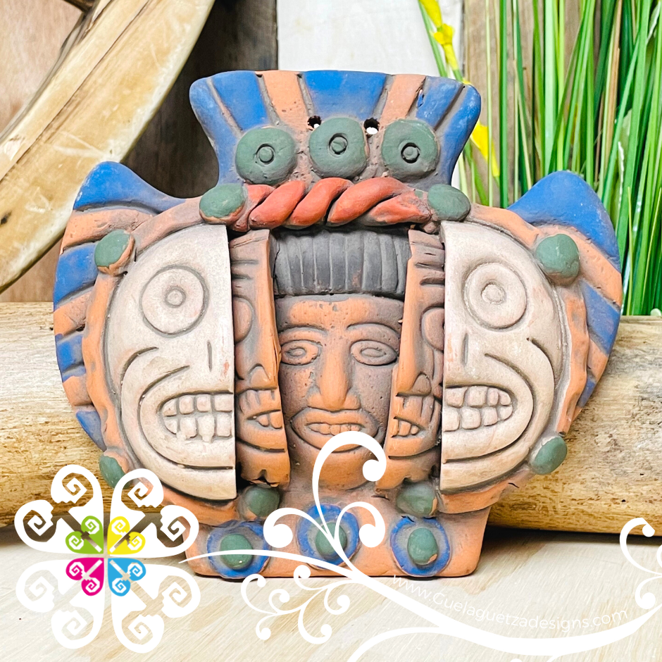 Small Life Cycles Mexican Clay Mask - Artisan Wall Art